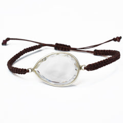 Bracelet en corde tressée avec grand Cristal de roche