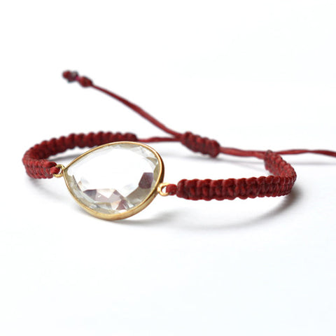 Bracelet en corde tressée avec grand Cristal de roche